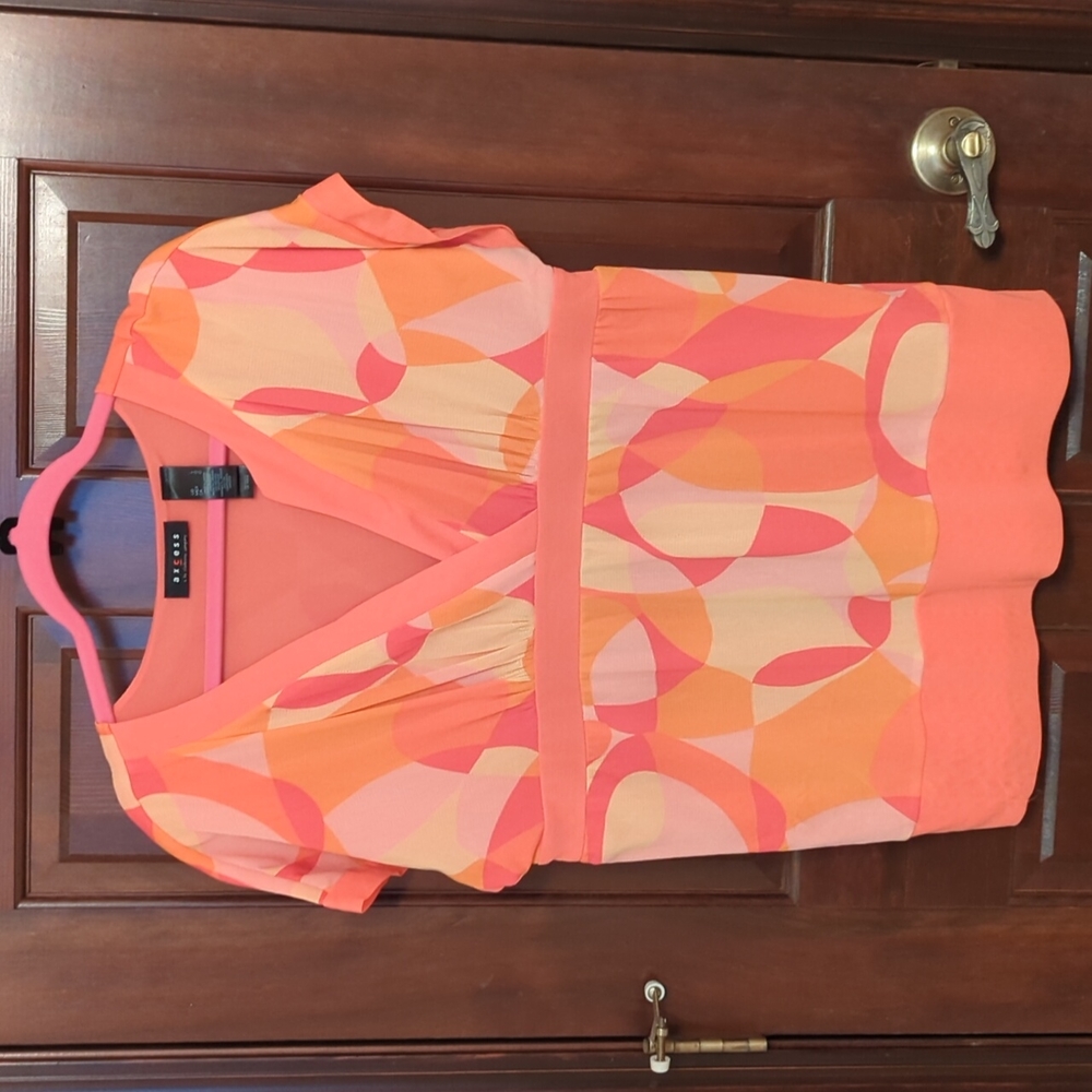 Salmon cap sleeve top Size L